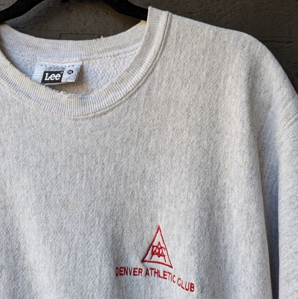 VTG 80s Lee Cross Grain Denver Athletic Club Heavyweight Sweatshirt Gray XL - Picture 2 of 9